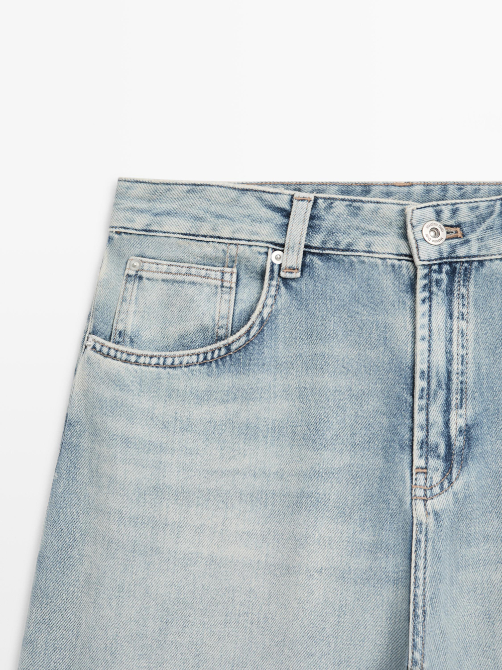 Massimo Dutti Джинсы с высокой талией и облегающим кроем, светло-голубой