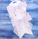 Бант на ёлку "Звездопад" 15*15см. (набор 2 шт.) Белый/золото (Серпантин)