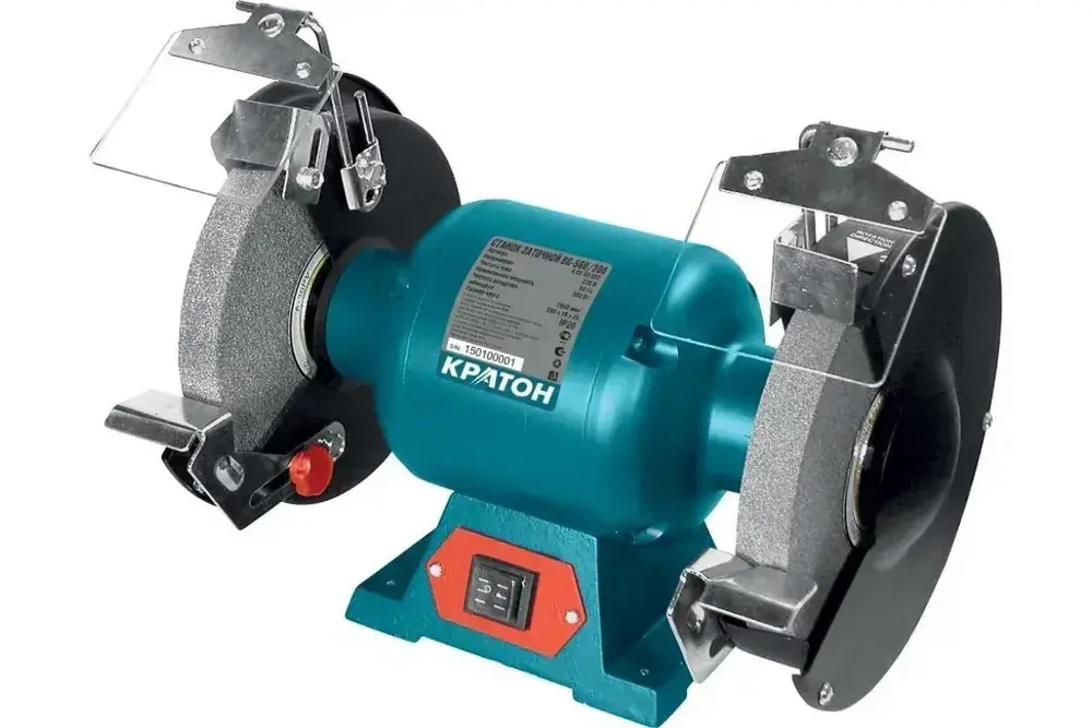 Станок заточной Кратон BG 560/200 (560 Вт, Размеры шлифовального круга 200х32х25 мм, Резиновые съемные амортизаторы)