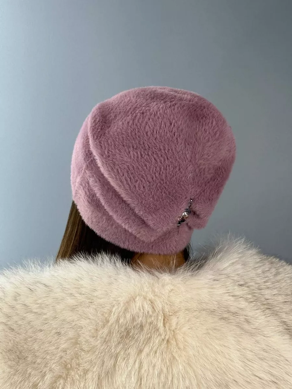 шапка зимняя пушистая из эко меха