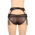 Трусики и пояс для чулок с ремешками Sexy черные Exquisite Lace (3XL-4XL)