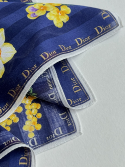 Платок синий с жёлтыми цветами Christian Dior