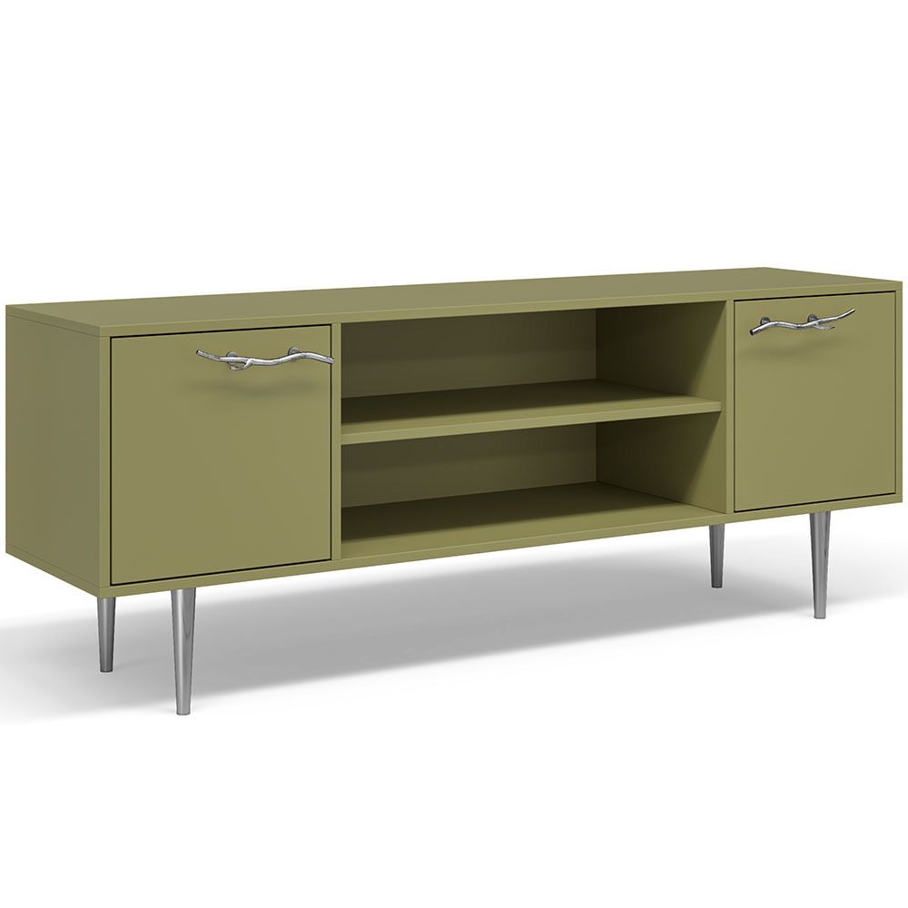 Тумба под ТВ Арт Колор matte 155см Стайл Сильвер Зеленая олива матовая