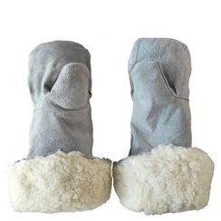 Краги двупалые, спилковые, меховые, 40см