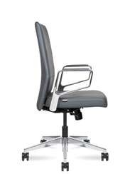 Кресло офисное West LB серая кожа алюминиевая база