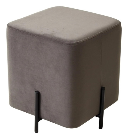 Пуф для гостиной ФЕЛИКС квадратный графит #14, велюр / черный каркас М-City