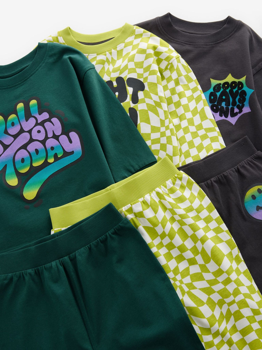 Пижама для мальчика Next 665-628, 3 шт., Салатовый, Темно-серый, Зеленый