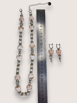 Комплект колье и серьги муранское стекло