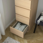 Комод с 6 ящиками - IKEA MALM, 123х40х48 см, дубовый шпон, беленый МАЛЬМ ИКЕА