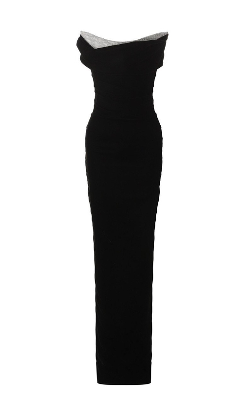 Вечернее бархатное платье с корсетом из кристаллов