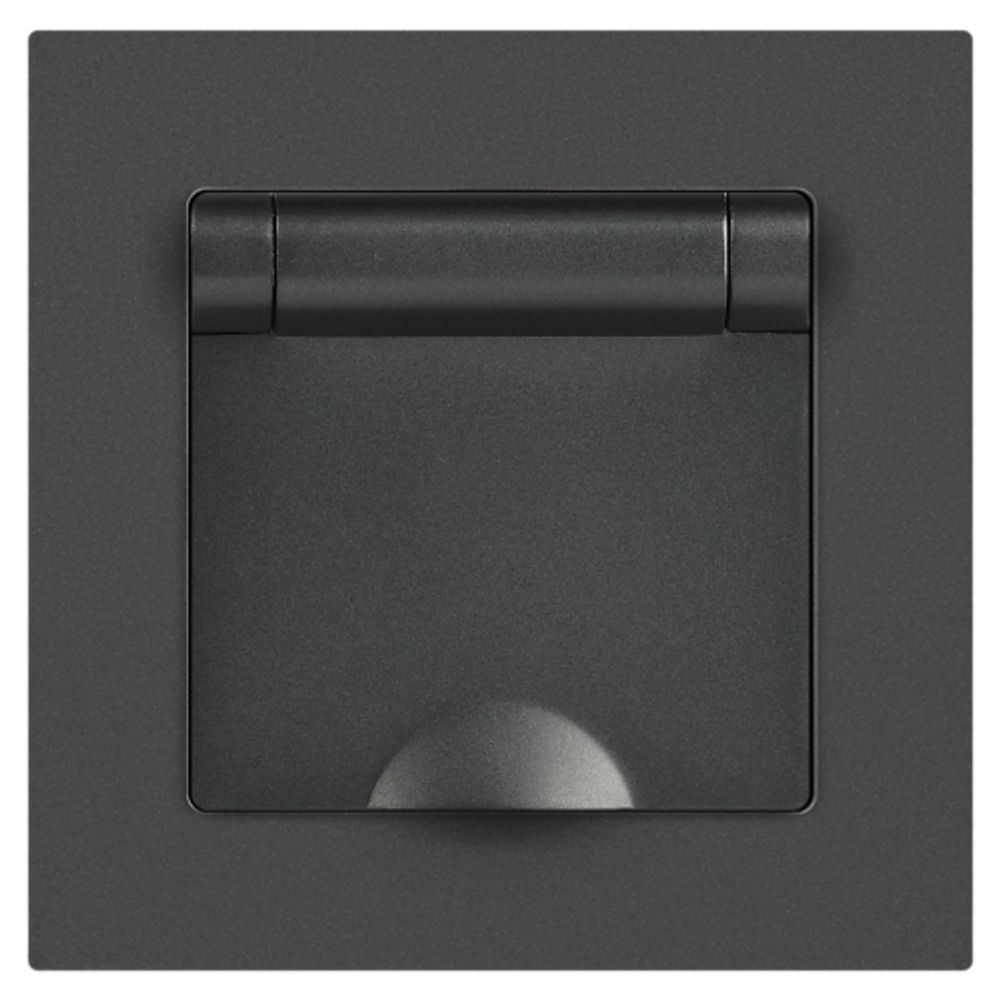 Розетка Intro Accent 6-203-07 с заземлением 2P+E Schuko с крышкой 16А-250В IP20 СУ AL/CU графит | Intro