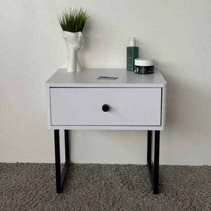 Тумба прикроватная на ножках ROYAL 5301 эко (Белый-Черный-р.черная)