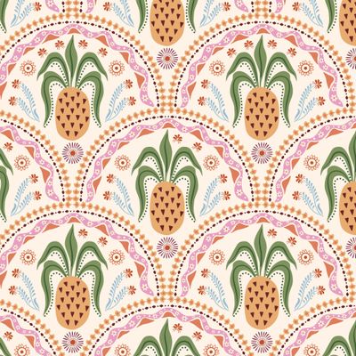 Тропические фрукты - ананасы. Геометрический летний принт