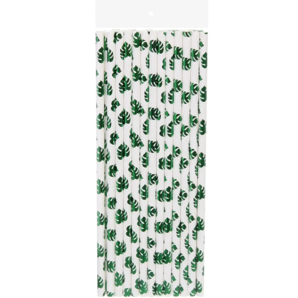 Трубочка для коктейля «Листья» 19,5 см d-6 мм (набор 25 шт), зеленый