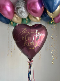 Воздушные гелиевые шарики с доставкой по Хабаровску Гарри Потер/Сова бордовый/темно синий №4903