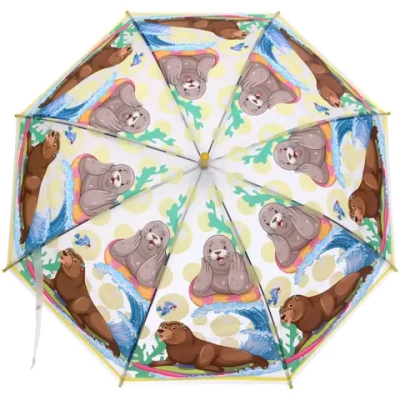 Зонт детский полуавтомат «Тюленчик», 8 спиц, d-80см, длина в слож. виде 65см
