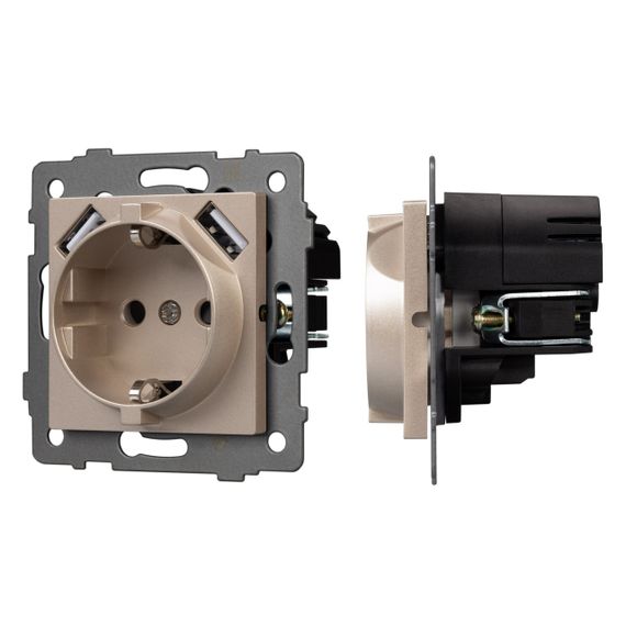 Механизм розетки с USB зарядкой SCT-MUAA-PL-GD-V (250V, 16A) Arlight 049821