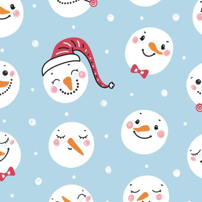 Смешные Снеговики Новогодний Зимний Принт
