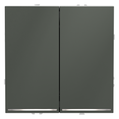 Проходной переключатель встраиваемый VOLTUM S70 двухклавишный с подсветкой 10А, (титан)