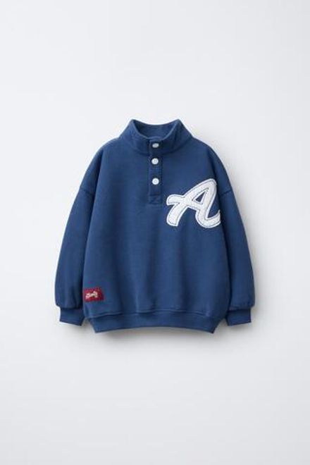 ZARA ТОЛСТОВКА С НАШИВКОЙ-БУКВОЙ, ЯРКО-СИНИЙ