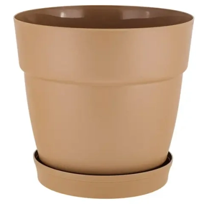 Горшок для цветов InGreen Villa de Fiori с фиксируемым поддоном 4л, D200мм, молочный шокол