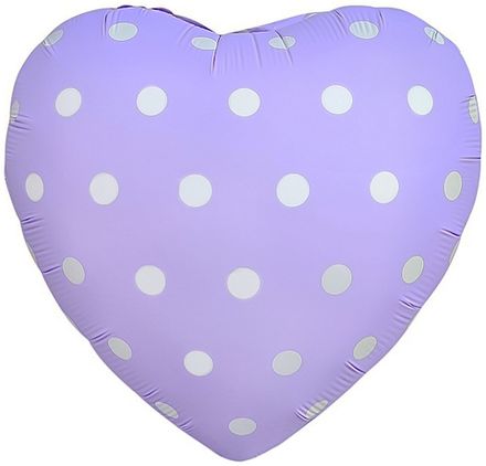 Сердце "Сиреневое в кремовый горох"
