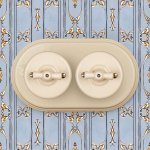 Выключатель 1кл. проходной, керамика, цвет песочное золото B1-201-04