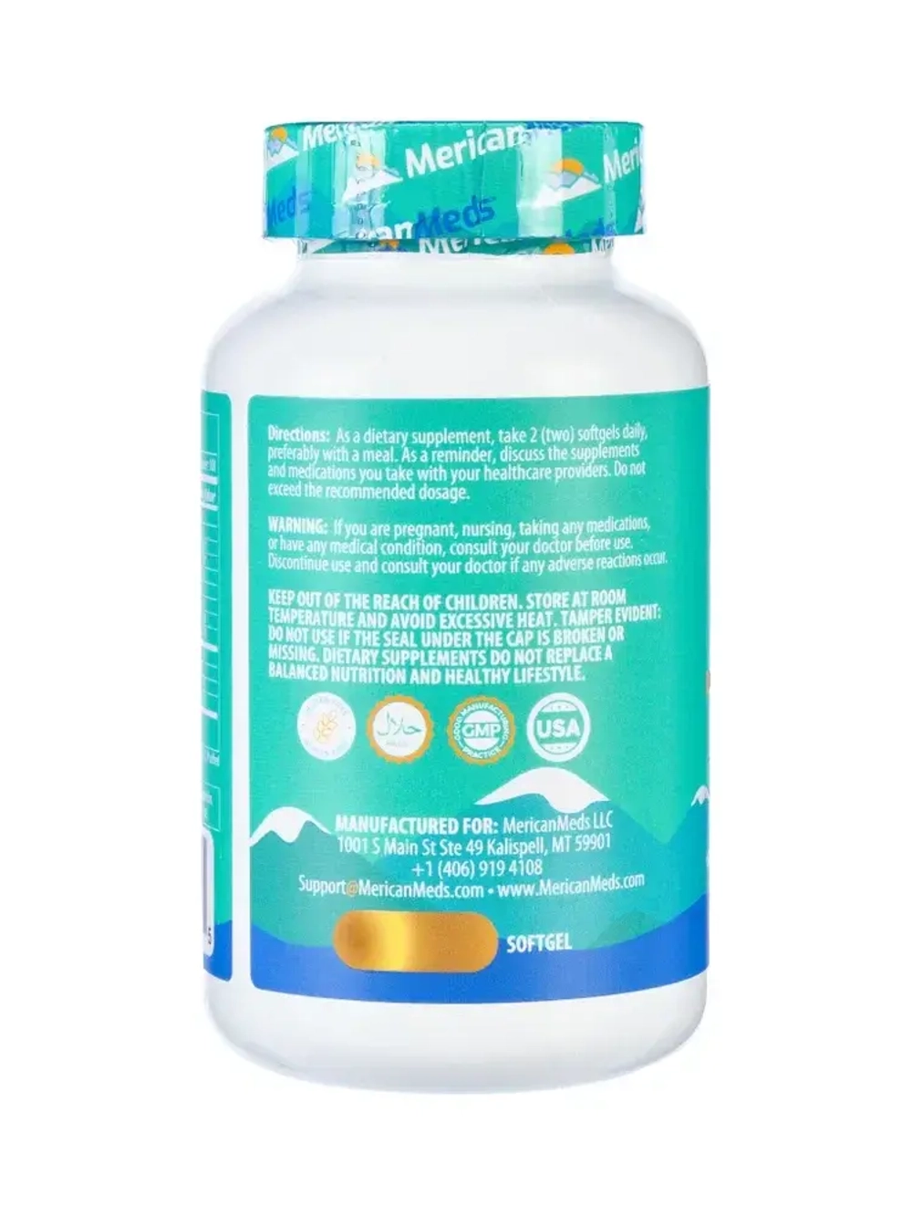 Антиоксидант MericanMeds Omega 3 200 капсул