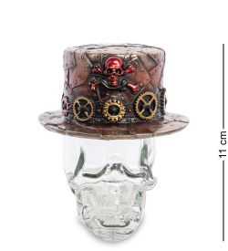 Veronese WS-1031 Флакон «Шляпа в стиле Стимпанк на стеклянном черепе»