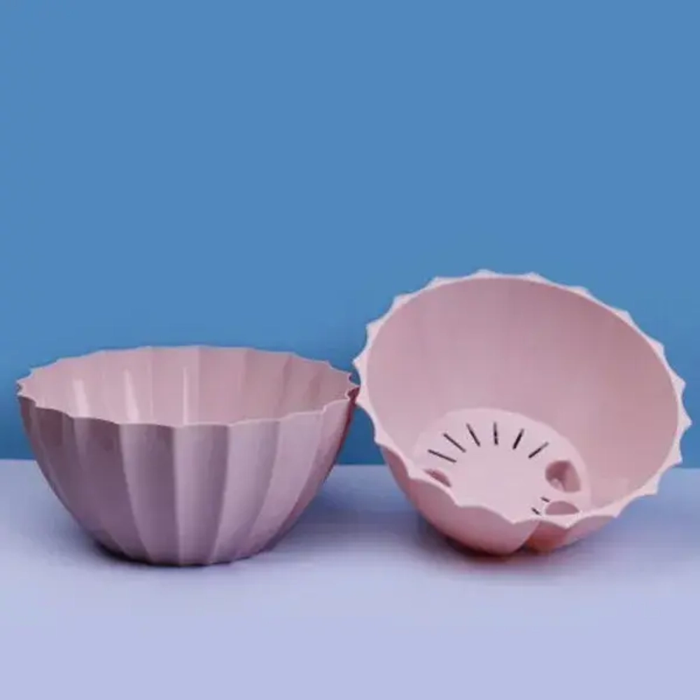 Кашпо для цветов пластиковое 2,4л d-22см «Ракушка» со вставкой бисквит