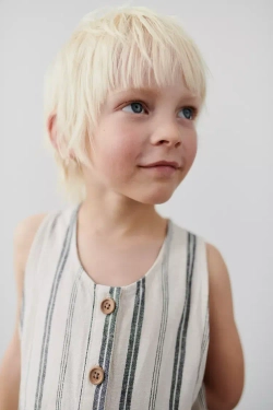 ZARA ДЛИННЫЙ КОМБИНЕЗОН ИЗ СМЕСОВОГО ЛЬНА В ПОЛОСКУ, ЭКРЮ/СИНИЙ