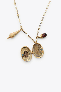 ZARA НАБОР ИЗ 2 ОЖЕРЕЛИЙ С ШАРМАМИ В ВИДЕ КОРОБОЧЕК, ЗОЛОТОЙ/СЕРЕБРЯНЫЙ