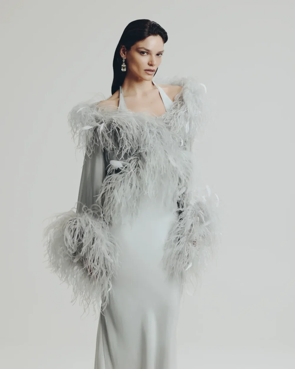 Кардиган серебряное перо, Серый