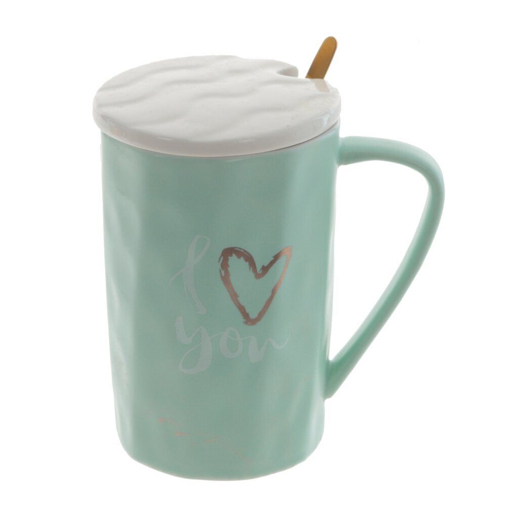 GAEM Кружка с крышкой и ложкой, 400 мл, L11 W8 H12,5 см, 4в.