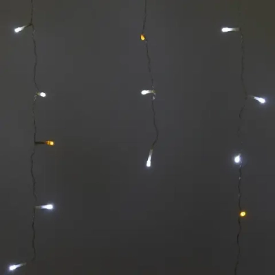 Гирлянда для улицы БАХРОМА «Мерцание» ш5м* в40/60см 180 ламп LED, прозр.пров,1 режим, IP-54, Белый/Теплый белый мерцает (возможность соединения)