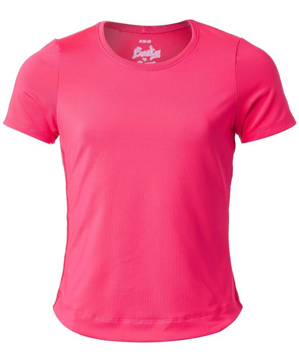 Футболка для девочки теннисная Lucky in Love Core Dynamic High-Low S/S Girls - coral crush
