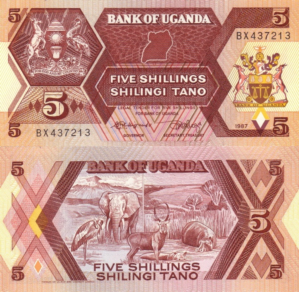 Уганда 5 шиллингов 1987 Живая природа UNC