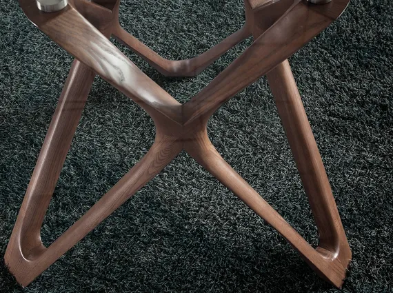 Стол Angel Cerda 1108 Ø120, орех, закаленное стекло