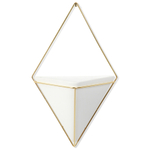 Кашпо для цветов настенное trigg, 22х39 см, белое/латунь