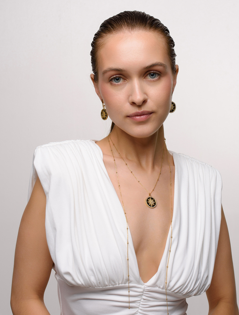 Колье "Sun black pearl" Gold
