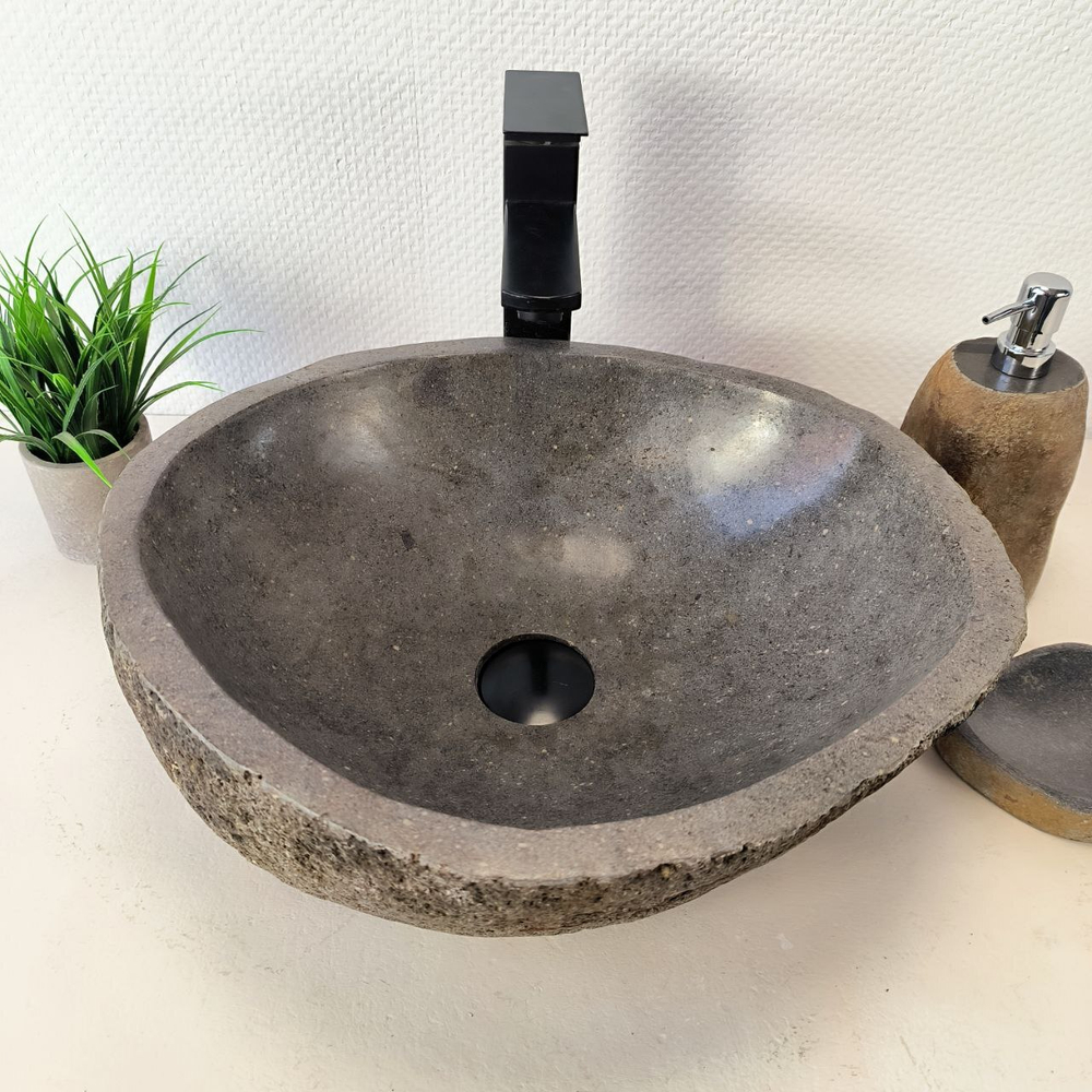 Раковина из речного камня RS-66019 45х38х15 из натурального камня