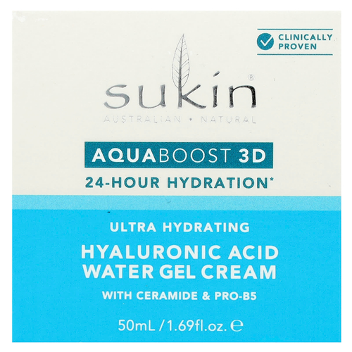 Sukin, AquaBoost 3D, водный гель-крем с гиалуроновой кислотой, 50 мл (1,69 жидк. Унции)