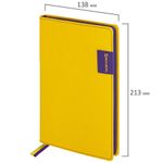 Ежедневник недатированный А5 (138х213 мм), BRAUBERG "AIM", под кожу, 136 л., желтый, 113418