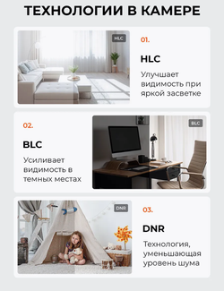 Камера видеонаблюдения, 6 Мп, поворотная, Wi-F, IP56, слот для SD-карты, серая