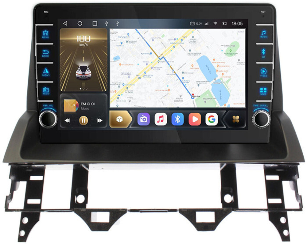 Магнитола для Mazda 6 2002-2007 (вместо верхнего бардачка) - Carmedia SF-9506-B (кнопки и крутилки), Android 12, TS10,  CarPlay, 4G SIM-слот