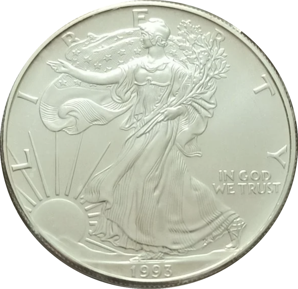 1 Доллар 1993 Шагающая СВОБОДА США Унция СЕРЕБРО