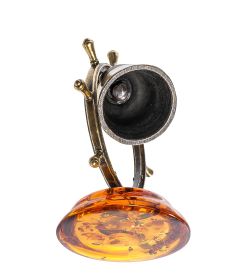 Народные промыслы AM-1363 Фигурка «Штурвал с колокольчиком» (латунь, янтарь)