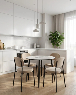 Стол МИЛТОН D89 PANDORA LIGHT  122 BG, керамика / Черный каркас М-City