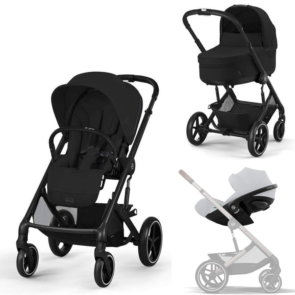 Коляска Cybex Balios S Lux BLK complete Cloud G Fog Grey Base G 4 в 1 Moon Black с дождевиками