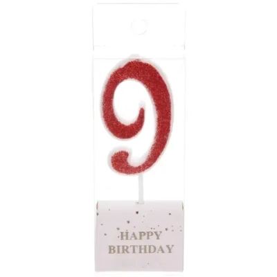 Свеча для торта Цифра Иллюзия «9» 9,5 см, красный